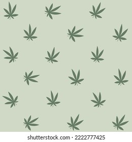 Cannabis print. Trendy pattern with leaves. Contour vector detail illustration.