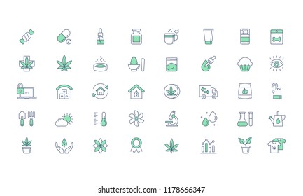 Cannabis Products, Growing Vector icon set