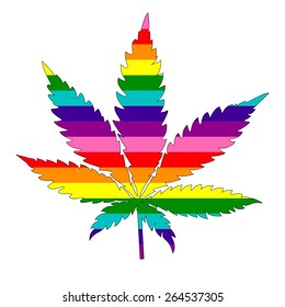 cannabis rainbow leaf on a white background