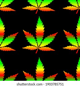 cannabis rastaman flag, seamless border, vector illustration