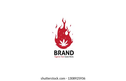 Cannabis Red Hot Fire vector logo image