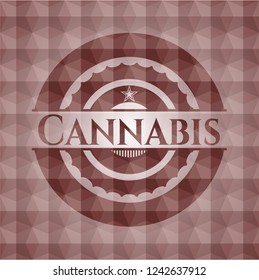 Cannabis red seamless geometric pattern emblem. Seamless.