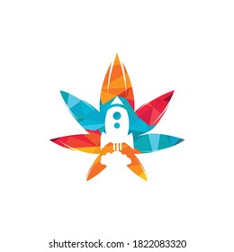 Cannabis-Rakete, Vektorlogo-Design. Einzigartige Design-Vorlage für Cannabis und Raumschiffe.
