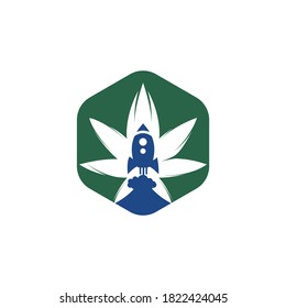 Cannabis-Rakete, Vektorlogo-Design. Einzigartige Design-Vorlage für Cannabis und Raumschiffe.