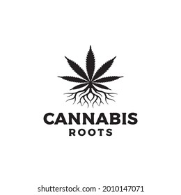 Cannabis and root Leaf Logo Design Template Illustration