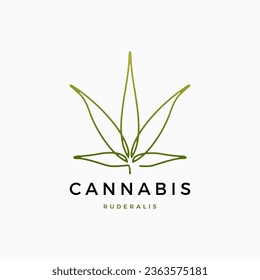 Cannabis Ruderalis continuous line logo vector icon illustration