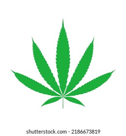 Cannabis Sativa Leaf On White Background. Vector Illustration