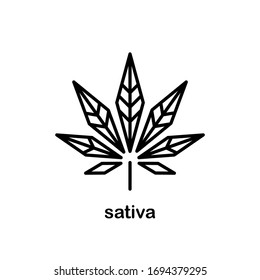 Cannabis sativa leaf vector line icon. Isolated cbd product illustration symbol of icon, sign for packaging, label, website, mobile app, logo UI design.