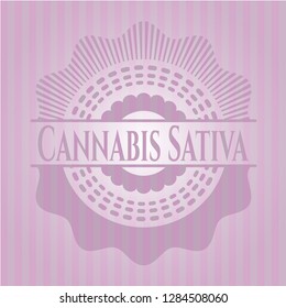 Cannabis Sativa realistic pink emblem