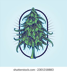 Cannabis sativa strain botanical hemp plant illustrations vector for your work logo, merchandise t-shirt, stickers and label designs, poster, greeting cards advertising business company or brands