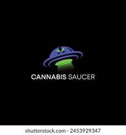 cannabis saucer logo illutration in vector style