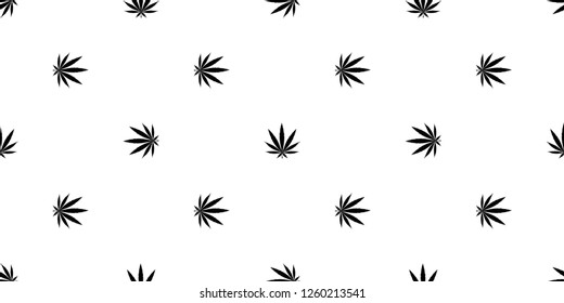 Cannabis seamless pattern. Marijuana floral pattern. Flat leaf of weed cannabis, monochrome black and whit. Marijuana design element seamless for fabric vector illustration.