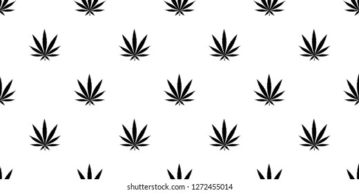 Cannabis seamless pattern. Marijuana floral pattern. Flat leaf of weed cannabis, monochrome black and whit. Marijuana design element seamless for fabric vector illustration.