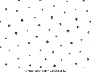 Cannabis seamless pattern. Marijuana floral pattern. Flat leaf of weed cannabis, monochrome black and whit. Marijuana design element seamless for fabric vector illustration.
