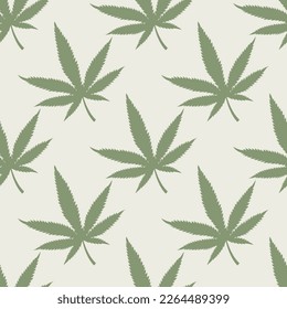 Cannabis seamless pattern. Marijuana leaves hemp background. Vector illustration.