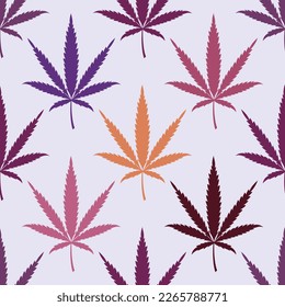 Cannabis seamless pattern. Marijuana leaves hemp background. Vector illustration.