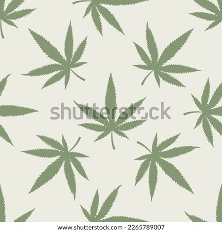 Cannabis seamless pattern. Marijuana leaves hemp background. Vector illustration.