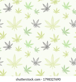 Cannabis seamless texture. Marijuana theme vector pattern.