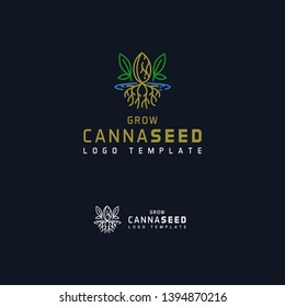 Cannabis seed or hemo seed logo template