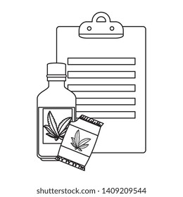 cannabis seeds bag with bottle and checklist