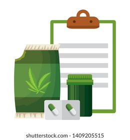 cannabis seeds bag with checklist and capsules