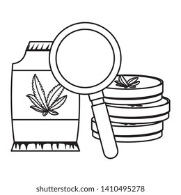 cannabis seeds bag with oinment and magnifying glass
