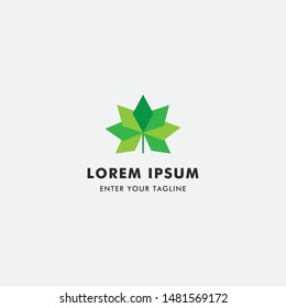 Cannabis Shape Art Simple Logo Green Color.