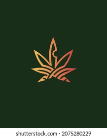 Cannabis shape logo with abstract line concept