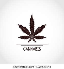 Cannabis. Sheet. Silhouette. Sign, symbol, logo, emblem.