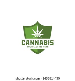 diseño del logotipo del escudo de cannabis inspiraciones vectoriales
