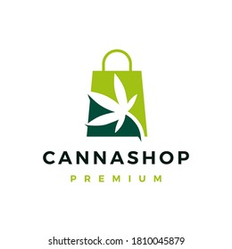 cannabis shop store logo vector icon illustration