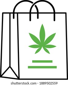 Banda de compras de cannabis Concepto Vector Color del Icono Diseño, Marihuana y Símbolo de drogas psicoactivas sobre fondo blanco, Signo Hashish y Hemp,