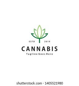 cannabis simple line art flower logo design inspiration