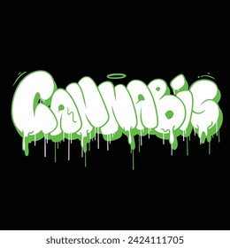 Cannabis slogan, graffiti bubble shaped for t-shirt print design