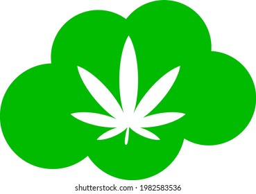 Ilustración vectorial de humo de cannabis. Un diseño de ilustración plana del icono del humo de cannabis sobre un fondo blanco.