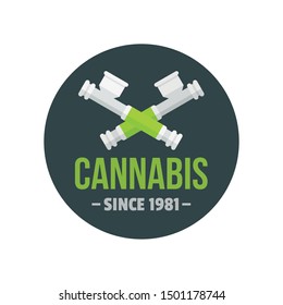 Cannabis smoking pipe logo. Flat illustration of cannabis smoking pipe vector logo for web design