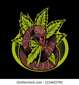 cannabis snake vector design illustration amazing design for your company or brand