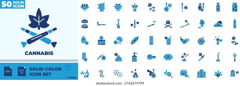 Cannabis Solid Color Editable Icons set