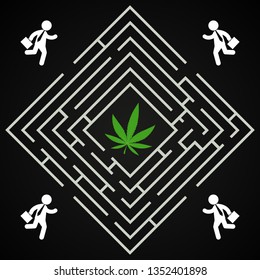 Cannabis square labyrinth - run to find the cannabis leaf background template 