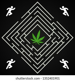 Cannabis square labyrinth - run to find the cannabis leaf background template 