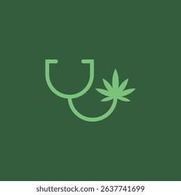 cannabis with stethoscope logo design modern concept