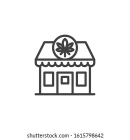 Cannabis store line icon. linear style sign for mobile concept and web design. Marijuana shop outline vector icon. Symbol, logo illustration. Vector graphics