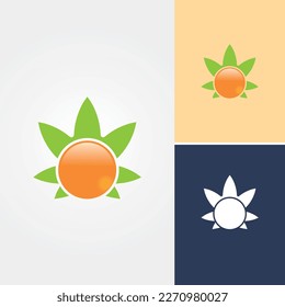 Vector de diseño del logotipo del sol de cannabis