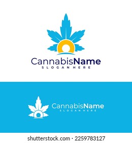 Cannabis Sun logo vector template. Creative Cannabis logo design concepts