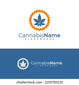 Plantilla vectorial del logotipo de Sun de cannabis. Conceptos de diseño del logotipo de cannabis creativo