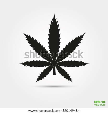 Cannabis symbol. Solid black marijuana leaf vector icon.