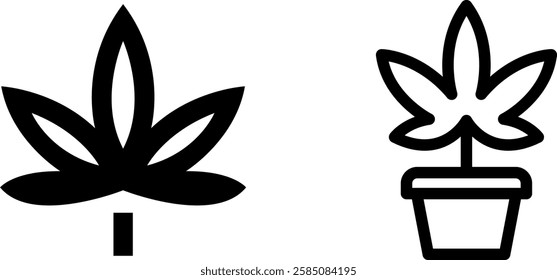 Cannabis Symbol Vector Icon Set