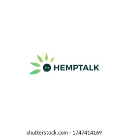 cannabis talk chat bubble logo vector icon illustration
