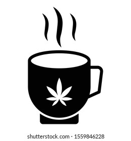 Cannabis Tea Concept, Marijuana drinking cup vector icon design