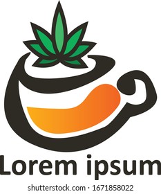 Diseño de vectores con logotipo de té de cannabis